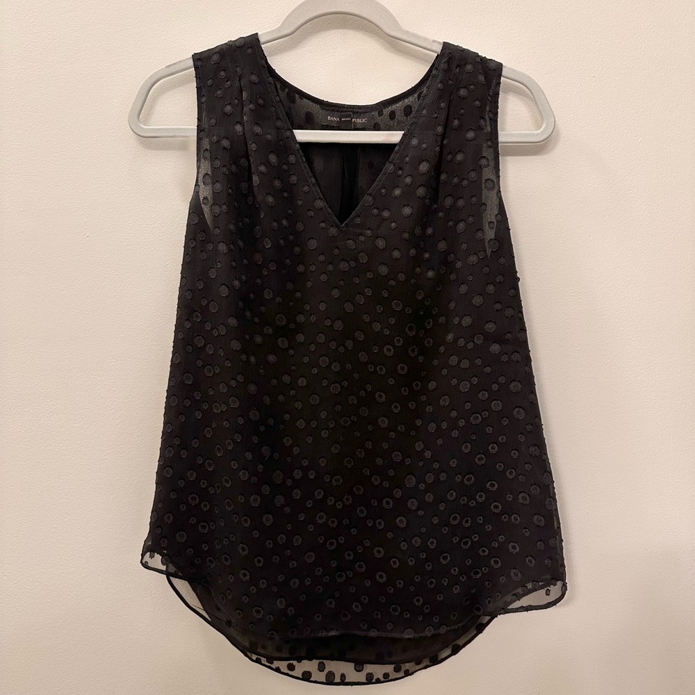 Banana Republic Black Polka Dot Tank Sleeveless Blouse sz Small